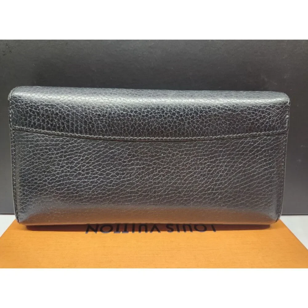 Louis Vuitton Capucines Studded Taurillon Leather Long Wallet Black/Gold LV Logo
